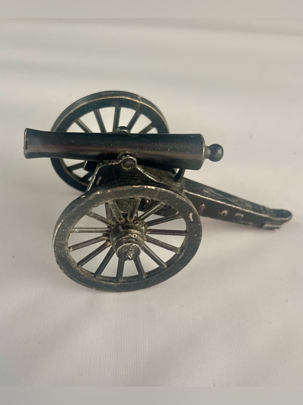 Vintage PENNCRAFT Cast Metal Civil War Toy Cannon & Cart Model, 4 1/4" Long
